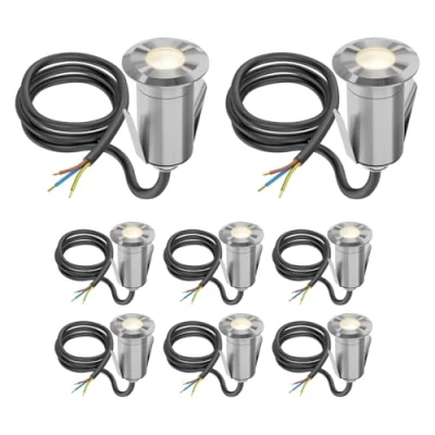 Afbeelding van ledscom.de 8 LED vloerinbouwlamp GLOX voor buiten, IP67, aluminium, rond, 33mm Ø, warm wit, mat