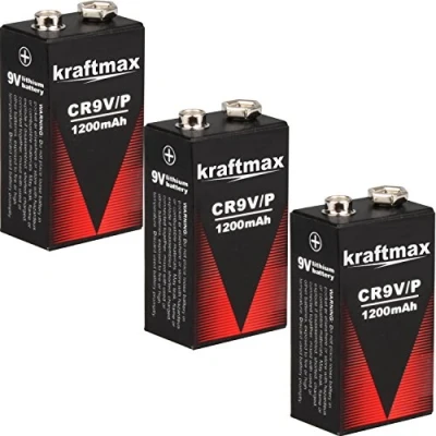 Afbeelding van 3 x kraftmax 9 V blok lithium high performance longlife batterijen voor rookmelders/brandmelders 10 jaar levensduur