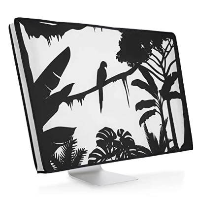 Afbeelding van kwmobile beschermhoes Monitor geschikt voor 24 26&quot; Computerscherm cover Computer accessoires PC scherm hoes in zwart / wit jungle silhouet design