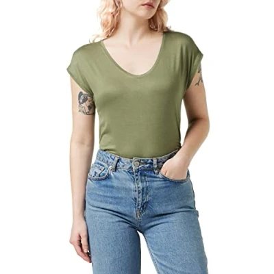 Afbeelding van Pieces Pcbillo Solid NOOS BC Tshirt basic, Dames, Maat: Large, Deep lichen green