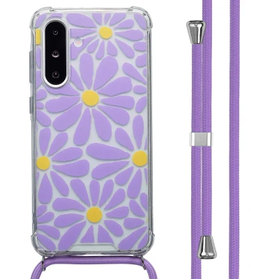 Afbeelding van imoshion Hoesje Geschikt voor Samsung Galaxy A26 Design met Koord Tropical Violet Flowers Connect