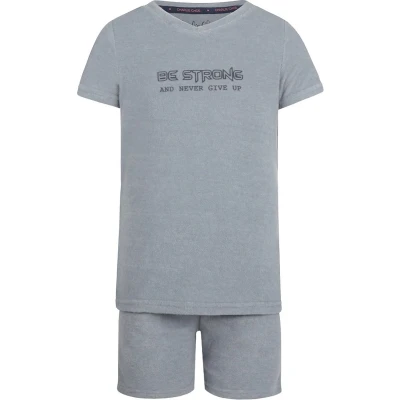 Afbeelding van Charlie Choe Jongens Pyjama Shortama Faded Blauw Badstof Maat 98/104