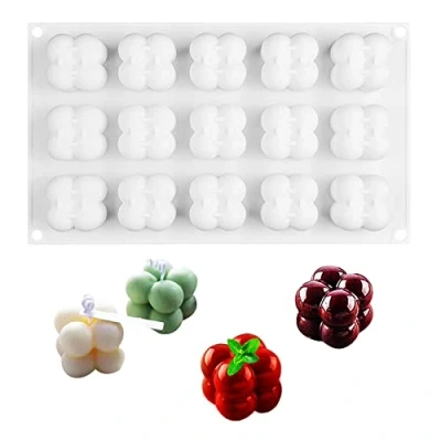 Afbeelding van 15 in 1 Kaarsen Siliconen Vorm, Gietvormen, 3D Chocoladebakvormen, Makkelijk uit de Vorm te Halen Voor Het Maken van Geurkaarsen, Chocolade, Fondant, Ijs