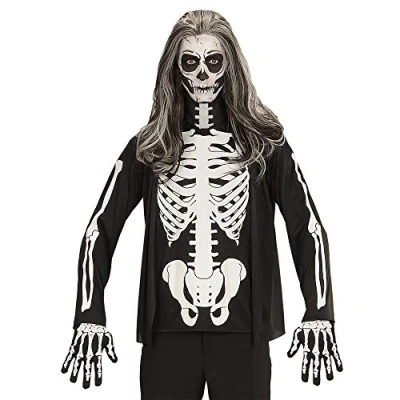 Afbeelding van Widmann Spook &amp; Skelet Kostuum Andrea Shirt Man Zwart, Zwart / Wit XL Halloween Verkleedkleding