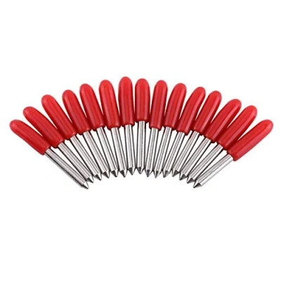 Afbeelding van 15 Stks 45 Graden Plotter Cutter Blades, Rode Cap Gecementeerd Carbide Roland GCC Vinyl Snijplotter Blade, Mes Blades