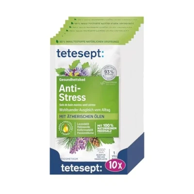 Afbeelding van tetesept zeezout anti stress bad gezondheidsbad voor weldadige compensatie met etherische oliën weldadig badadditief natuurlijk 10 x 80 g