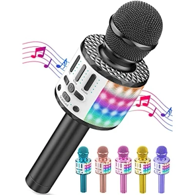 Afbeelding van Karaoke microfoon, led draadloze bluetooth om te zingen met luidspreker, speelgoed voor kinderen, thuis KTV machine, draagbare recorder Android/iPhone/iPad/pc