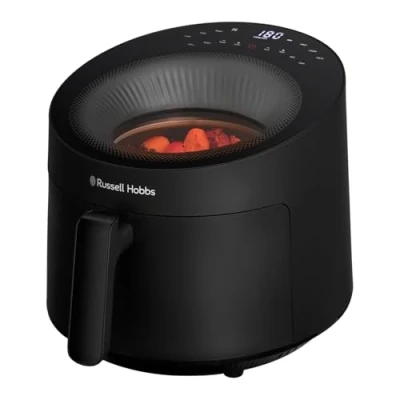 Afbeelding van Russell Hobbs Airfryer 5L 10 Programma&#039;s, Met Venster, Olievrije Friteuse (Frituren, Grillen, Braden, Bakken, Opwarmen, Max 200 C, Touch, Vaatwasserbestendig, Zwart) Satisfry Panoramisch 27420 56