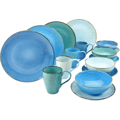 Afbeelding van CreaTable Combi servies NATURE COLLECTION Aqua (set, 16 delig)