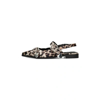 Afbeelding van Posh by Poelman Julia Slingback ballerina ́s, Dames, Maat: 37, Brown with animal print Imitatieleer/ textiel