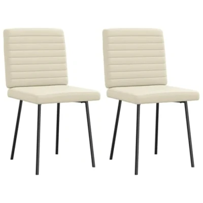 Afbeelding van Eetkamerstoelen 2 st kunstleer crmekleurig