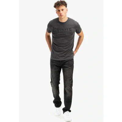 Afbeelding van Lonsdale Normale Passform LOGO KAI Tshirt print, Heren, Maat: Large, Anthracite black