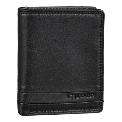 Afbeelding van STILORD &#039;Sander&#039; Mini Portemonne Herren Leer Slim RFID Wallet Vintage Kaarthouder Pasjeshouder Geldtasje met EC Kaartvakken Echt Leer, Kleur:zwart