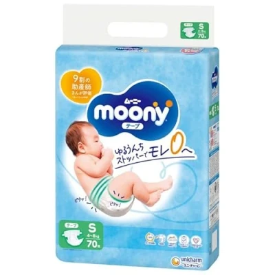 Afbeelding van Luiers Moony S 4 8kg 70 Stuks