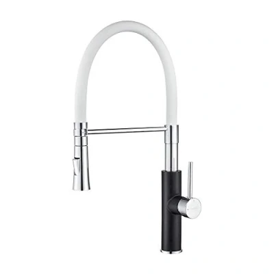 Afbeelding van Ibergrif ‎M22115B 3 Keukenkraan, 360 Draaibare Met Handdouche en Flexibele Uitloop, Zwart, Wit