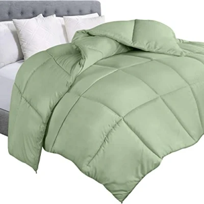 Afbeelding van Utopia Bedding dekbed dekbedovertrek gewatteerd met hoeklussen doos gestikt alternatief (Tweepersoons 2 aparte bedden, saliegroen)