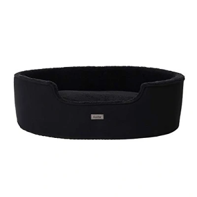 Afbeelding van lionto Hondenbed met omkeerbaar kussen en wasbare hoes, vormvast hondenmandje anti slip noppen, (M) 83x63 cm, Knus Huisdierenbed voor Honden Katten Pluche, zwart