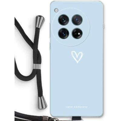 Afbeelding van Case Company® hoesje met Koord geschikt voor OnePlus 12r Klein Hart Blauw Telefoonhoesje Zwart Bescherming aan alle Kanten en Over de Schermrand