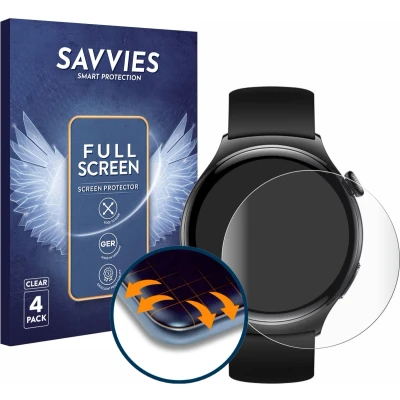 Afbeelding van Savvies (4 Stuks) Full Screen Scherm Beschermfolie voor Huawei Watch 4 Active (46 mm) Cover Protector 3D Curved [Edge to Edge, Ultra Clear]