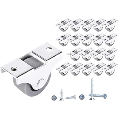 Afbeelding van SKIR&#039;CO (Pack van 20 stuks) Kleine 25 mm meubelwielen, rubberen wielen, niet draaibare, vaste eenrichtingsrichting, schroeven inbegrepen (20)