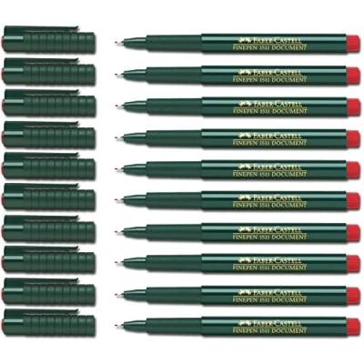 Afbeelding van Faber Castell Fineliner, Finepen 1511, 0,4 mm, 10 stuks, rood