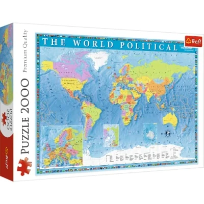 Afbeelding van Trefl Puzzel, Politieke kaart van de wereld, 2000 elementen, Premium kwaliteit, voor volwassenen en kinderen vanaf 12 jaar