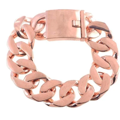 Afbeelding van Behave Klassieke brede armband gourmetschakel rosé goud kleur