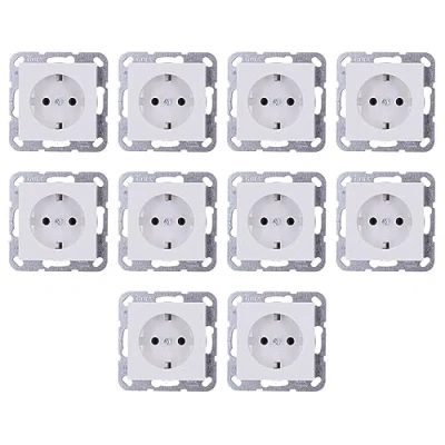 Afbeelding van 10x Gira 418803 SCHUKO stopcontact systeem 55 zuiver wit glanzend