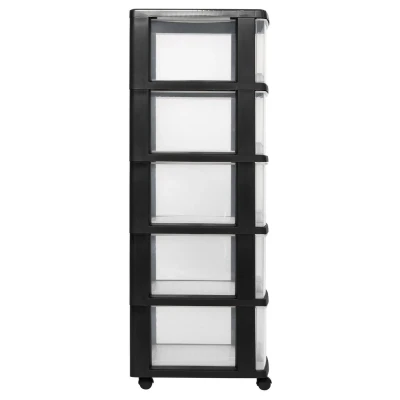Afbeelding van Curver Essentials Ladesysteem 5x20L zwart/transparant