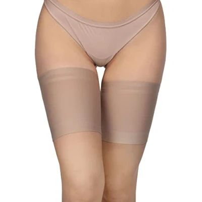 Afbeelding van Annes styling Vrouwen elastische dijbanden anti schuren voorkomen dij wrijven satijn en kant gevoerde beschermer slip siliconen, Vison, XXL