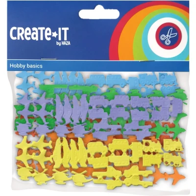 Afbeelding van Haza Witbaard Foamstickers Voertuigen, 72st.