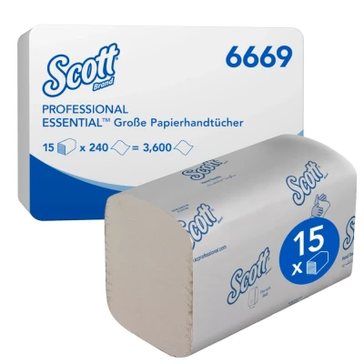 Afbeelding van Handdoek Scott Essential i vouw 1 laags 20x32cm wit 15x240st 6669