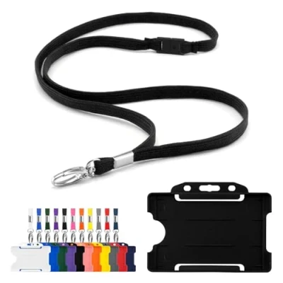Afbeelding van CKB LTD Lanyard met kaarthouder Inclusief 1x milieuvriendelijke RPET Plain Safety Breakaway Neck Strap metalen clip en bijpassende biologisch afbreekbare enkelzijdige stijve plastic