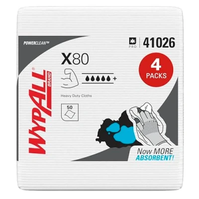 Afbeelding van WypAll X80 Poetsdoeken 8388 4 pakken x 50 1/4 gevouwen, witte, 1 laags doeken,4 Beutel Tücher,Wit