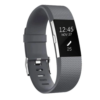 Afbeelding van Bandje voor Fitbit Charge 2 Verstelbare Zachte Siliconen Vervangende Polsband Grijs(L)