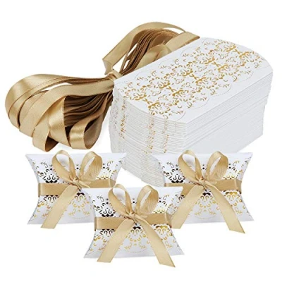 Afbeelding van Hseamall 50 stuks geschenkdoosjes in kussenvorm voor bruiloft, feest, snoep, snoep