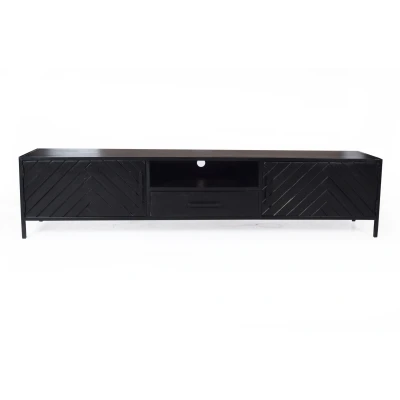 Afbeelding van Livingfurn York tv meubel 200 cm mangohout zwart Hout