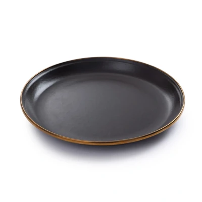 Afbeelding van Barebones Emaille Plat Bord Ø 210 Mm Charcoal Zwart Servies