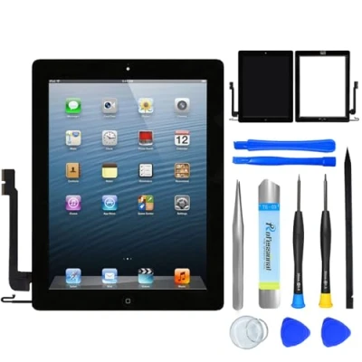 Afbeelding van NB+ Scherm voor iPad 4 Gen Screen Vervanging, 9.7 inch Digitizer 2012, 2012 A1458 A1459 A1460, vooraf geïnstalleerde lijm, Inculde Reparatie Tools, Met Home Button (zwart)