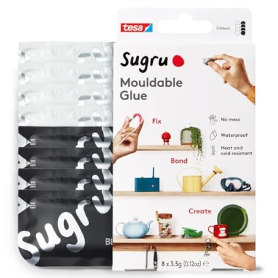 Afbeelding van Sugru by tesa Vervormbare Universele Lijm, 8 pack, x 3,5 g, Zwart &amp; Wit Veelzijdige Kneedgum Voor Decoreren, Lijmen, Repareren en Creatieve DIY projecten