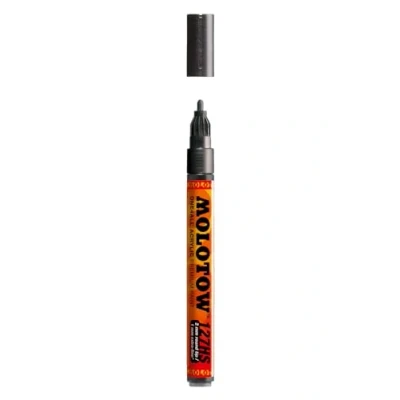 Afbeelding van Molotow ONE4ALL 2mm Acryl Marker Metallic Zwart Geschikt voor vele oppervlaktes zoals canvas, hout, steen, keramiek, plastic, glas, papier, leer...