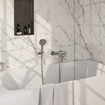 Afbeelding van Brauer Chrome Edition Badkraan douchegarnituur handdouche rond 3 standen gladde knop chroom