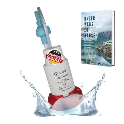 Afbeelding van Comet LuxPlus waterpomp 12 V met terugslagventiel (vast) + filter set Camping Ebook voor camper, caravan, dompelpomp camper