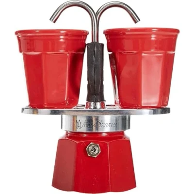 Afbeelding van Bialetti Mini Express koffiezetapparaat set 2 kopjes rood