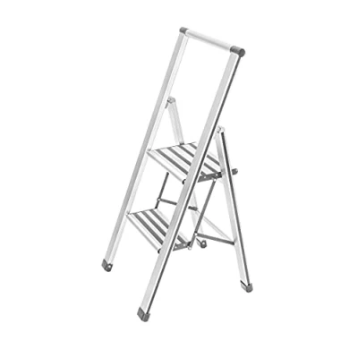 Afbeelding van WENKO Huishoudtrapje Aluminium design, XXL treden, plat inklapbaar