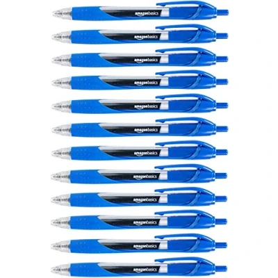 Afbeelding van Amazon Basics Intrekbare gel inktpennen fijne punt, blauw, pak van 12 stuks