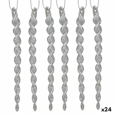 Afbeelding van Kerstversiering Zilverkleurig Plastic Purpurine 13,5 x 1 5,5 cm (24 Stuks)