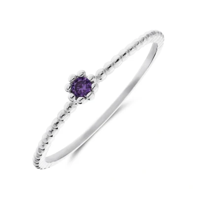 Afbeelding van Lucardi Kinder Zilveren Ring bol amethyst 925 Zilver Zilverkleurig 15.50 / 49 mm