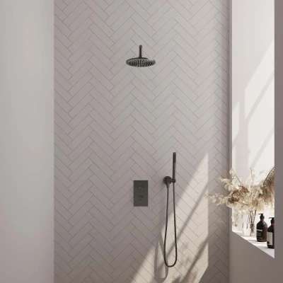 Afbeelding van Brauer gunmetal Edition Regendoucheset inbouw hoofddouche 20cm Gladde knop handdouche staaf 1 stand PVD geborsteld