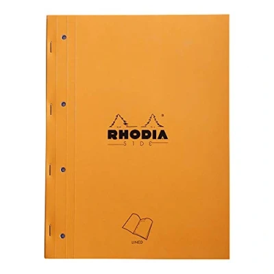 Afbeelding van RHODIA 118014C Oranje notitieblok met zijnieten A4 Gevoerd 80 afneembare vellen Perf. 4 gaten 80G wit Clairefontaine papier Zachte en resistente gecoate kaarthoes Basics